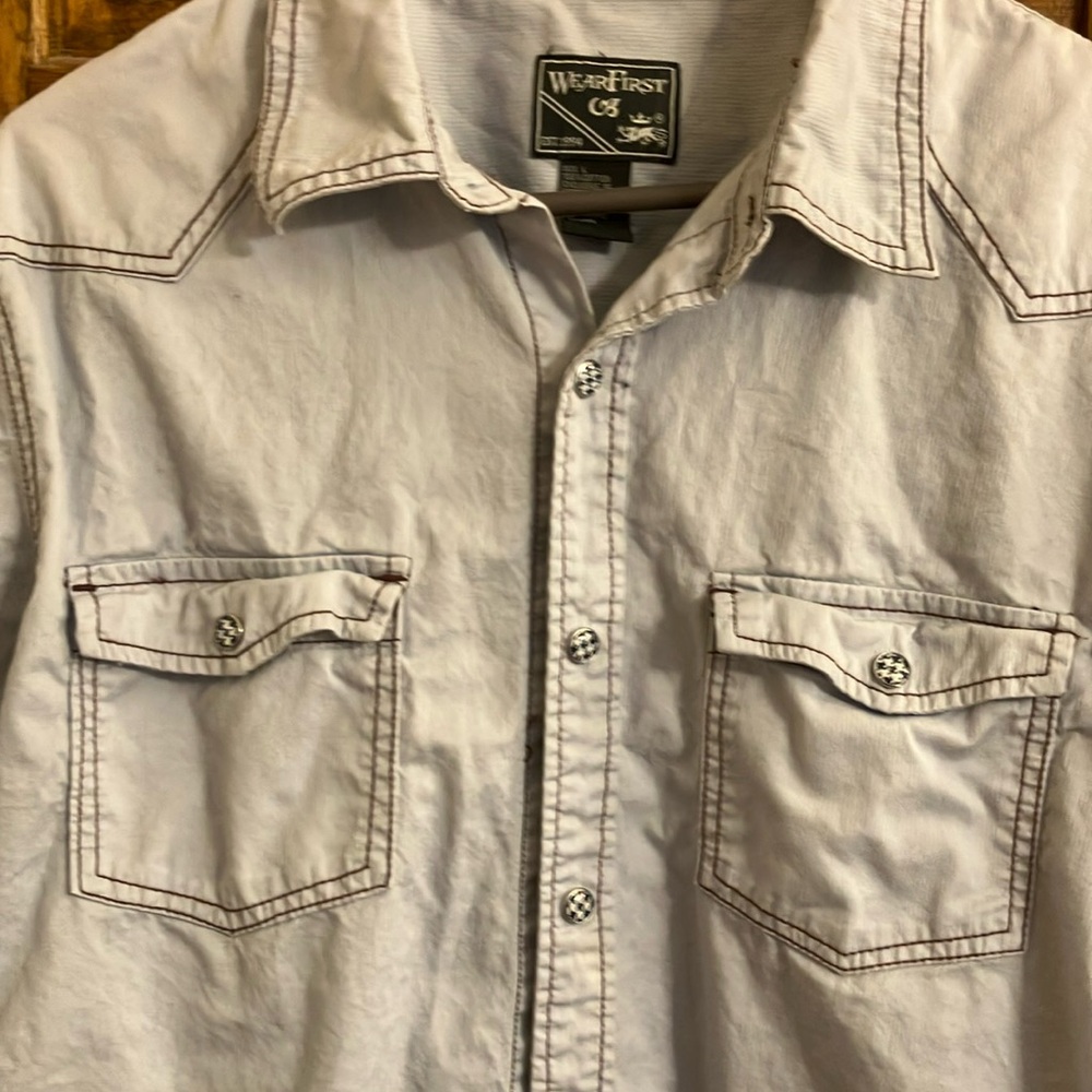 WearFirst Light Gray Snap Button-Up Shirt